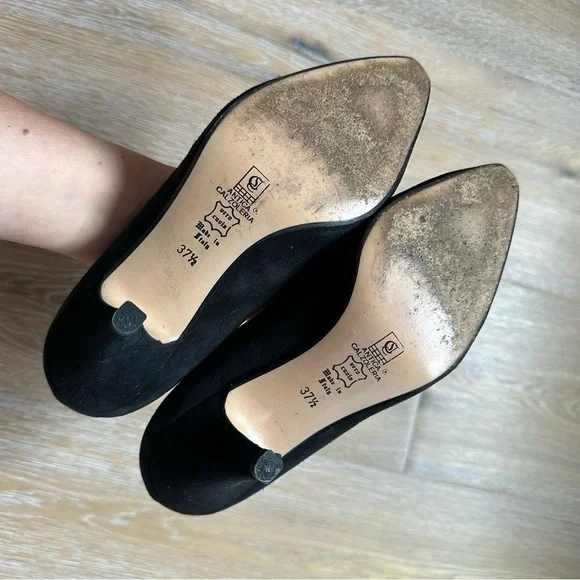 Vintage 80's Bocci Black Suede Pumps Shoes Made In Italy - Size 37.5 EU - Picture 11 of 16